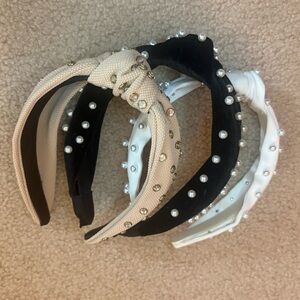 Elegant Pearl Embellished Headbands Set